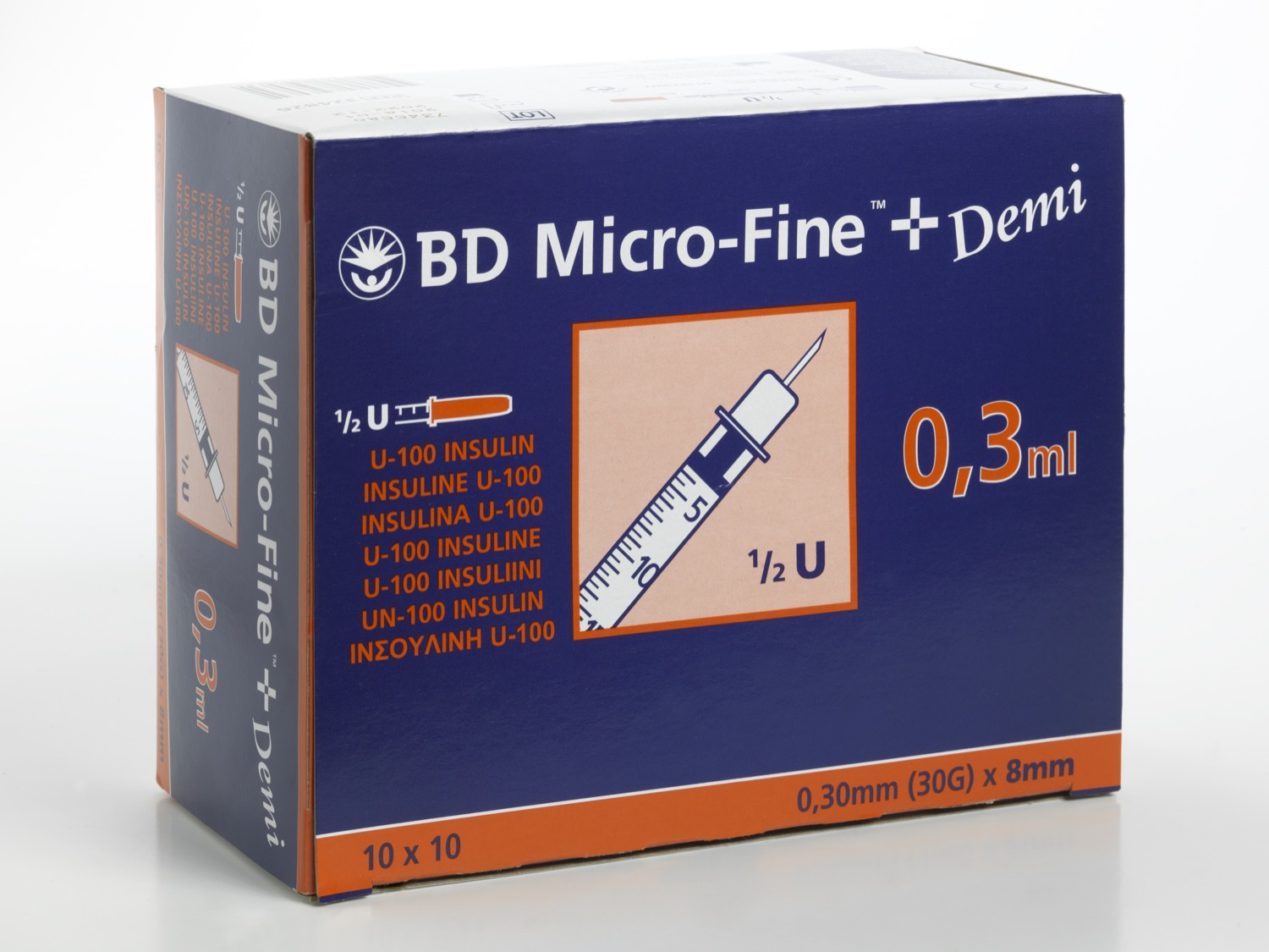 BD MicroFine+Demi 0,3ml, 100 Stk, 8 mm